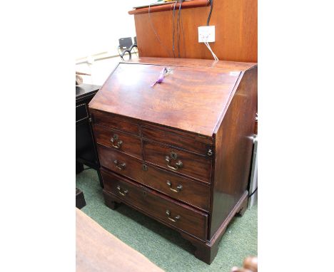 George III Mahogany Fall front Bureau with fitted interior of 2 over 2 on bracket feet 83cm in Width 