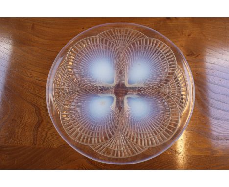 René Lalique (French, 1860-1945): An Opalescent and Clear Glass Coquilles Plate, wheel cut mark R LALIQUE FRANCE, engraved No
