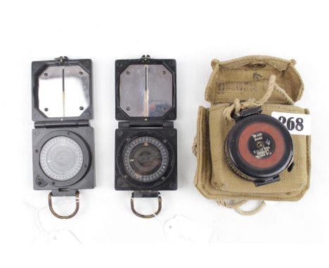 British March Compass by T G Co Ltd of London No.81312 MK III 1940 pouch and 2 other compasses 