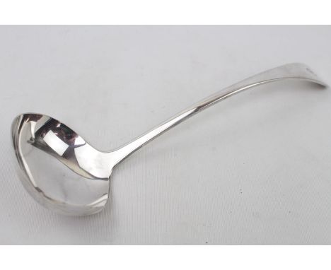Early 20thC Old English Pattern Silver soup ladle with oval bowl. Sheffield 1912 by Atkin Brothers. 227g total weight 