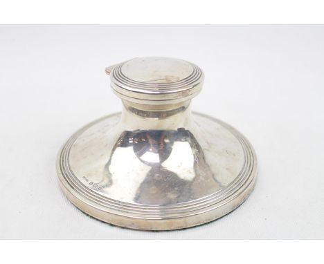 Large Edward VII Silver Capstan Inkwell with reed rim. Birmingham 1909 