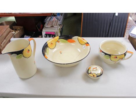 Art Deco Myott &amp; Sons wash set comprising of Bowl, Jug, Chamber Pot and Soap dish 