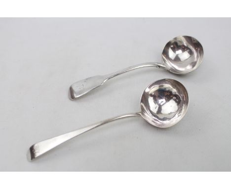 2 19thC Silver Sauce Ladles inc Fiddle Pattern by Charles Boyton London 1834 &amp; a earlier ladle.116g total weight 