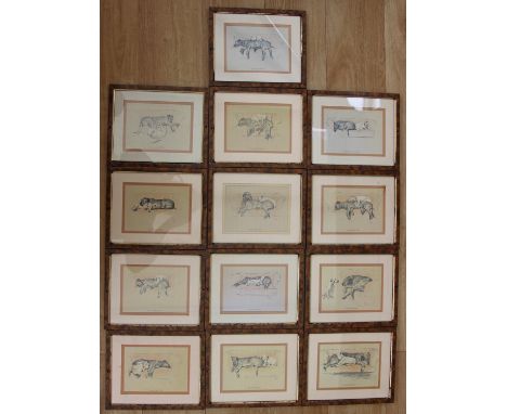 Cecil Aldin Collection of 13 Cracker and Micky Dog Illustrations. These framed dog prints are from the original illustrations