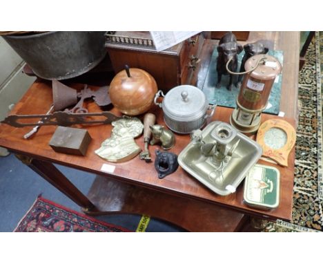 A MINER'S LAMP and other items