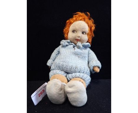 A VINTAGE NORAH WELLINGS DOLL with ginger hair and another with blonde pigtails, both circa 1930s