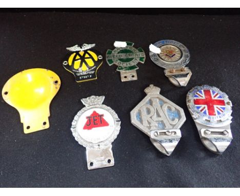 A COLLECTION OF VINTAGE CAR BADGES and a scooter badge, 'The Vespa Club of Britain'