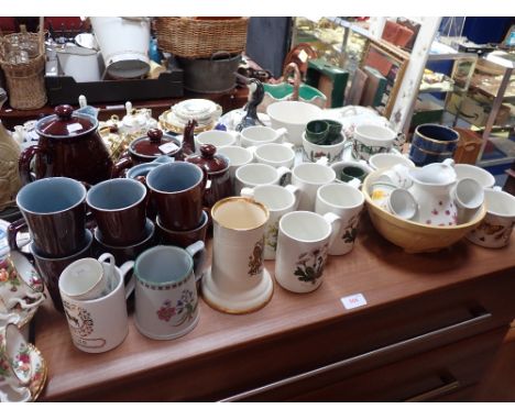 A COLLECTION OF PORTMEIRION BOTANIC GARDEN MUGS AND CUPS AND SAUCERS, and other ceramics