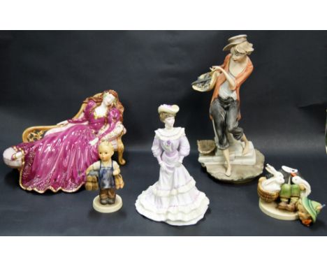 Mixed ceramic figures to include Coalport, Hummel, Franklin Mint and Capo-di-Monte