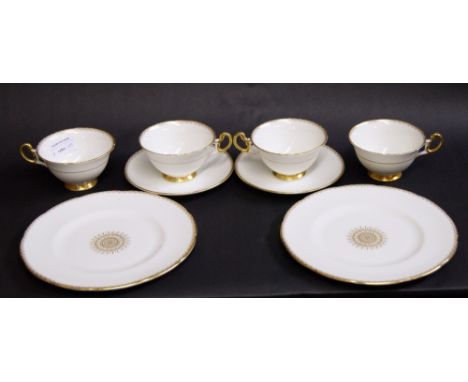 Foley Bone China; an eight place setting tea service with cups, saucers and sideplates