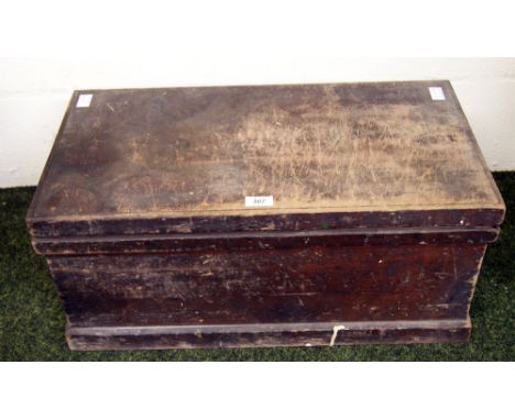 Victorian pine chest with a quantity of vintage tools