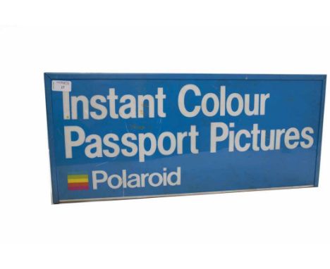 INSTANT COLOUR PASSPORT PICTURES POLAROID ILLUMINATED ADVERTISING SIGN64cm long, 28cm high 
