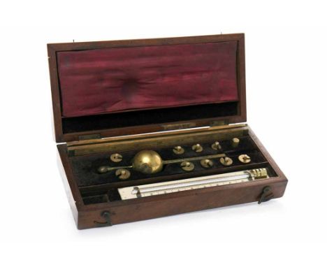 SYKES' HYDROMETER  Numbered 8605, with an ivory thermometer, housed within a fitted mahogany case