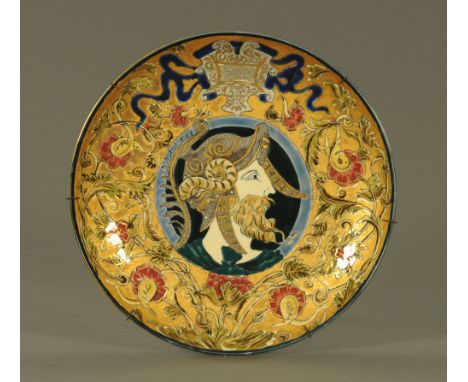 A Zsolnay 'Pecs' plaque.  Diameter 36.5 cm. CONDITION REPORT: The plaque is in generally extremely good condition.  We cannot