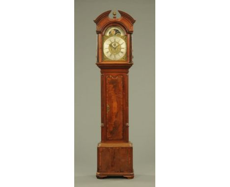 A late 18th/early 19th century mahogany longcase clock by Jacob Houtman of Lancaster, the 32 cm brass dial with silvered chap