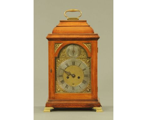 A Georgian fruitwood or walnut bracket clock by John Grieves Newcastle, with two train fusee movement and with strike silent 