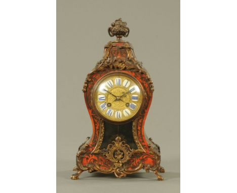 A 19th century French Boulle marquetry mantle clock, with two train signed striking movement by A & N.  Height 34 cm, width 1