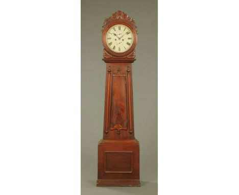 A 19th century Scottish mahogany drum head clock by JH Jackson Longtown, with two train striking movement and circular dial, 