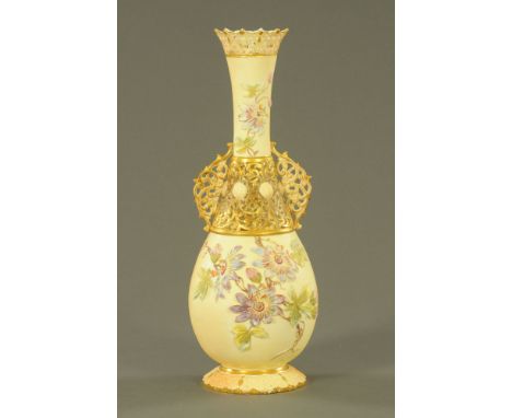 A large Grainger Worcester Royal China Works reticulated vase.  Height 46 cm.