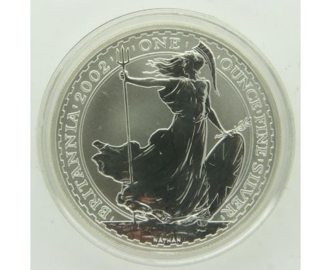 2002 two pound, one ounce silver Britannia, with COA. UK P&amp;P Group 0 (£6+VAT for the first lot and £1+VAT for subsequent 