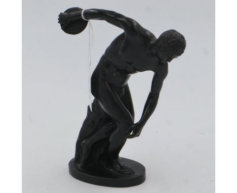 A 19th century Grand Tour bronze figure, The Discus Thrower after Myron, H:18cm. UK P&amp;P Group 1 (£16+VAT for the first lo