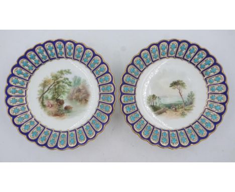 Pair of 19th century continental tazzas, D: 23 cm. Minor gilt loss to the bases, no other issues noted. UK P&amp;P Group 3 (£