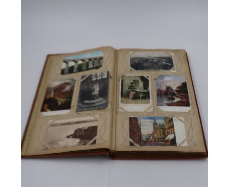 Vintage postcard album containing 220 topographical postcards of Wales. UK P&amp;P Group 2 (£20+VAT for the first lot and £4+