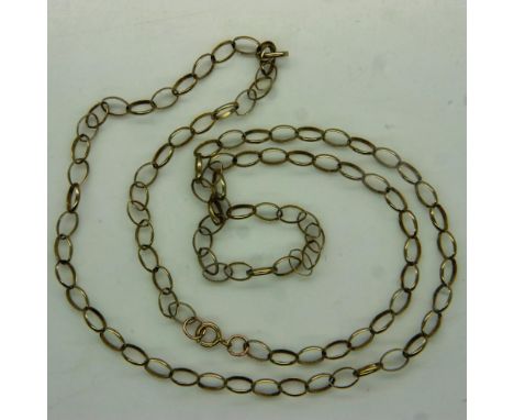 9ct gold chain, L: 45 cm, 3.4g, catch damaged. UK P&amp;P Group 0 (£6+VAT for the first lot and £1+VAT for subsequent lots) 