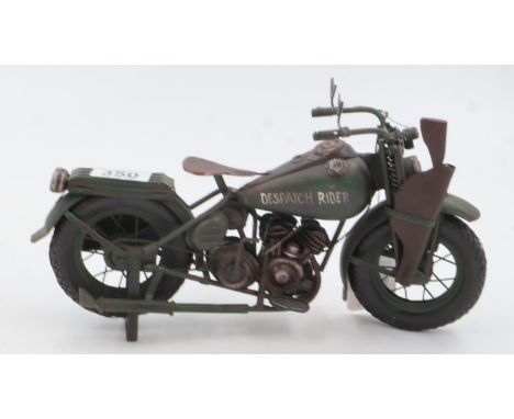 Model of a Dispatch Rider's motorbike, L: 29 cm. UK P&amp;P Group 2 (£20+VAT for the first lot and £4+VAT for subsequent lots