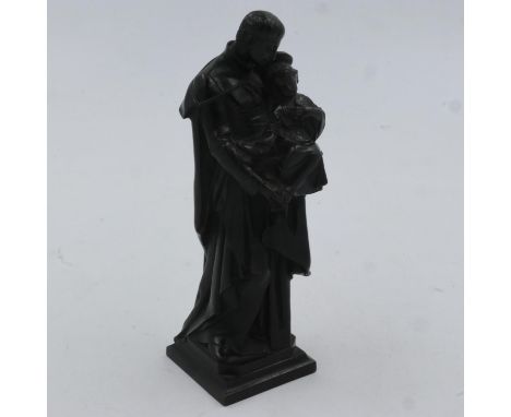 19th century bronze figural group, Saint Joseph holding the infant Jesus, unsigned, H:20cm. UK P&amp;P Group 1 (£16+VAT for t