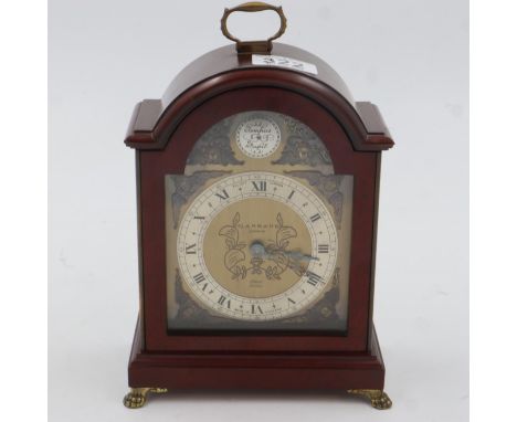 Garrards mechanical table clock, mahogany cased, with box, working at lotting. UK P&amp;P Group 2 (£20+VAT for the first lot 