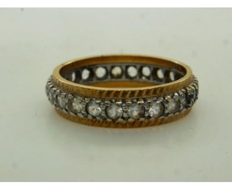 18ct gold full eternity ring, set with diamonds, size P, 4.6g. UK P&amp;P Group 0 (£6+VAT for the first lot and £1+VAT for su