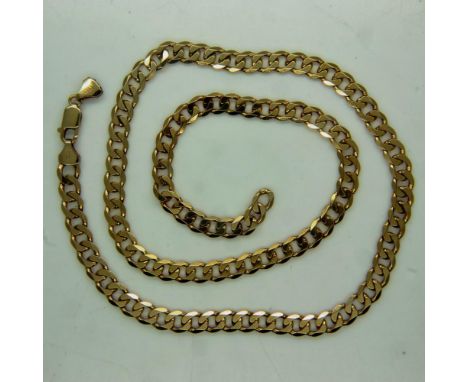9ct gold curb-link neck chain, L: 60 cm, 41g, clasp detached. UK P&amp;P Group 0 (£6+VAT for the first lot and £1+VAT for sub
