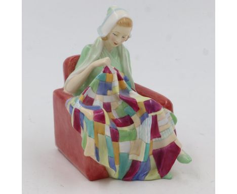 Royal Doulton figurine, The Patchwork Quilt, no cracks or chips, H: 15 cm. UK P&amp;P Group 2 (£20+VAT for the first lot and 