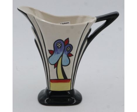 Lorna Bailey fan jug in the Lakeside pattern, no cracks or chips, H: 19 cm. UK P&amp;P Group 2 (£20+VAT for the first lot and