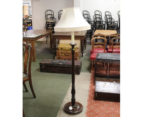 Mahogany lamp standard with cream shade 