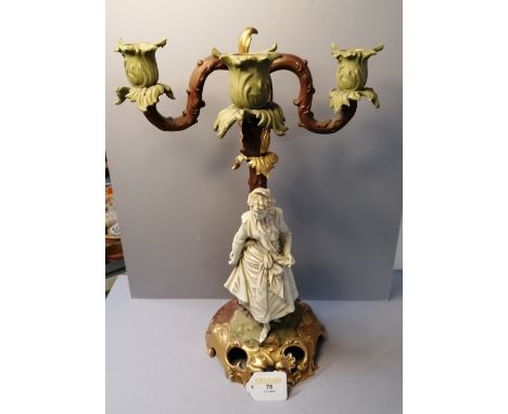 Three branch continental figural candlestick, height 38 cm