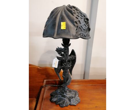 Dragon decorated table lamp, height 50 cm