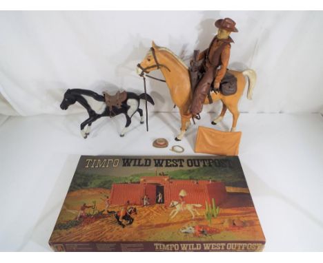 A good lot to include a Timpo Toys Wild West Outpost including cavalry figures, native American figures in original good box 