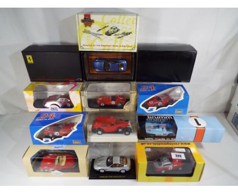 Diecast Models - eleven diecast model motor vehicles to include Brumm, Porche, Jolly Models, Solido, IXO Models, Corgi Racing