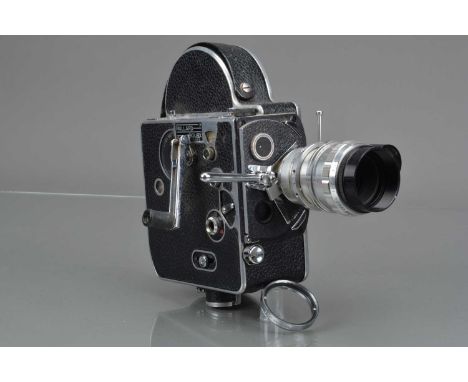 A Bolex H8 Cine Camera,  serial no 122803, 1966, motor runs, body G, some light wear, no eye level finder, with SOM Berthiot 