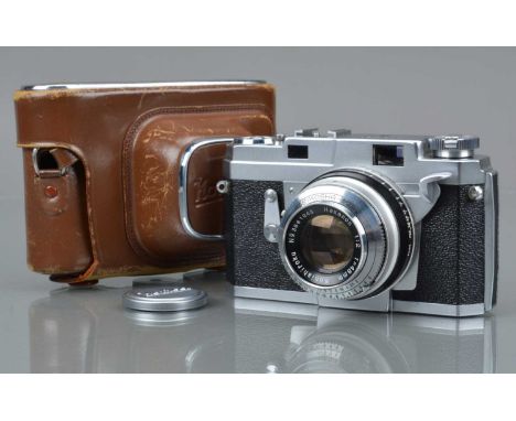 A Konica III Rangefinder Camera, serial no 135862, shutter working, rangefinder working, body G-VG, with 48mm f/2 Hexanon len