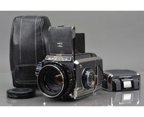 A Zenza Bronica S2 Camera, chrome, serial no CB 71582, shutter working, body G-VG, with Zenzanon MC 75mm f/2.8 lens, serial n