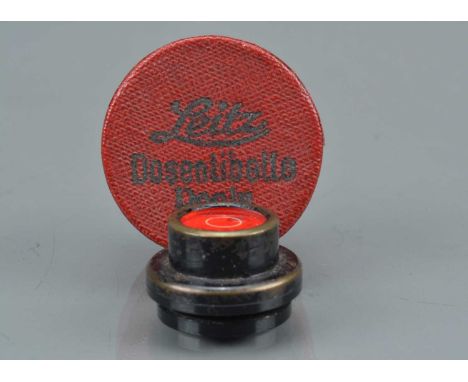 A Leitz DOOLU Bubble Level, black paint, some brassing, in Leitz DOOLU box