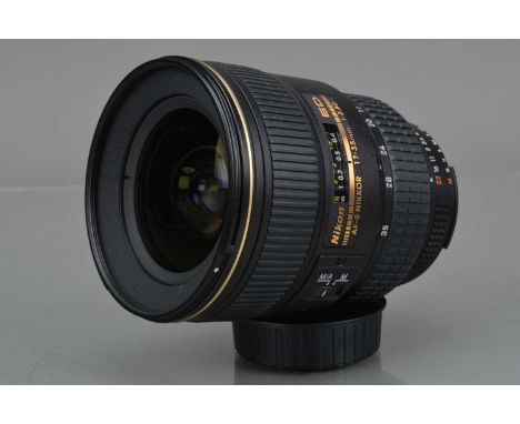 A Nikon ED AF-S Nikkor 17-35mm f/2.8D Lens, serial no 435362, auto focusing working, barrel VG, elements VG, with front and r