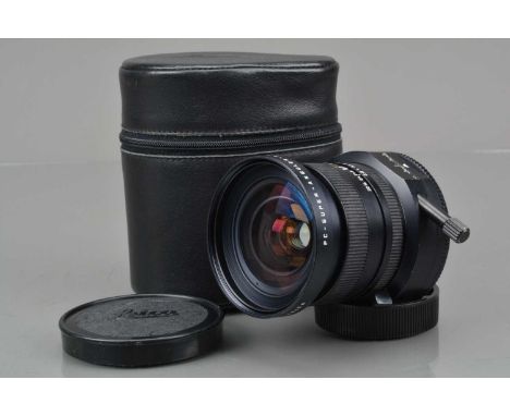 A Leica PC Super Angulon R 28mm f/2.8 Lens, made in Germany, serial no 3470795,  1988, PC moves freely, barrel G, some paint 