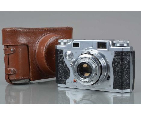 A Konica II Rangefinder Camera, serial no 380202, shutter sluggish in slow speeds, rangefinder working, body G, with 50mm f/2