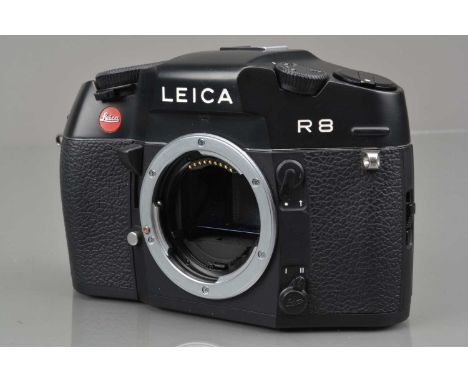 A Leica R8 SLR Camera Body, black, made in Germany, serial no 2435154, 1998, shutter working, meter responsive, camera respon