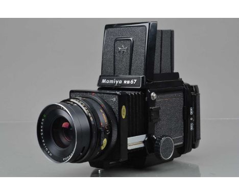 A Mamiya RB67 Pro S Camera, serial no C 551127, body G-VG, bellows VG, with Mamiya Sekor C 90mm f/3.8 lens, barrel G-VG, elem