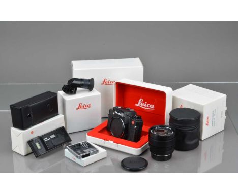 A Leica R6 Camera, black, GMBH Germany, 10 007, serial no 1791979, 1991, shutter working, meter working, body VG-E, with body